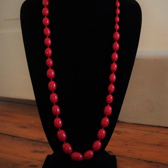 Trifari Jewelry - Trifari Red Individually Knotted Beaded Necklace